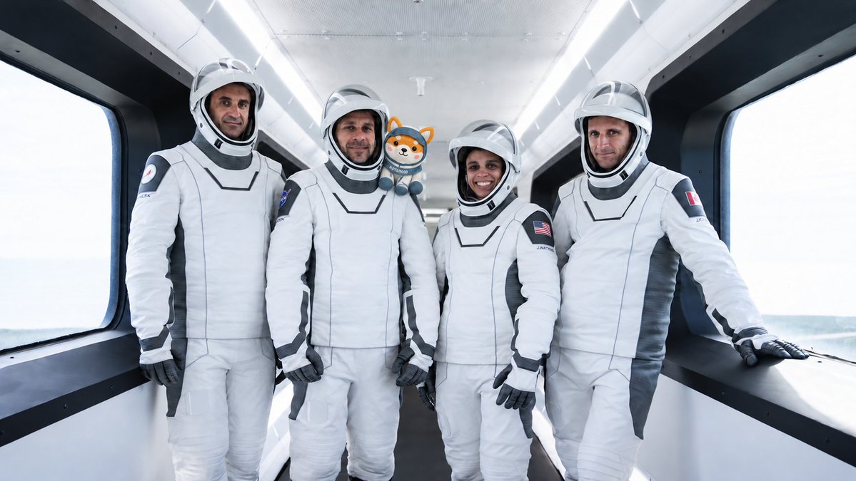 AsteroidCoinOG's tweet photo. Another journey beyond Earth. 

In less than an hour, Crew-13 will lift off aboard Dragon and write another chapter of spaceflight history.

Godspeed Crew-13, @NASA and @SpaceX.

And as always… we’ll be watching for one little passenger! 👀 https://t.co/EHuxU3BKIJ