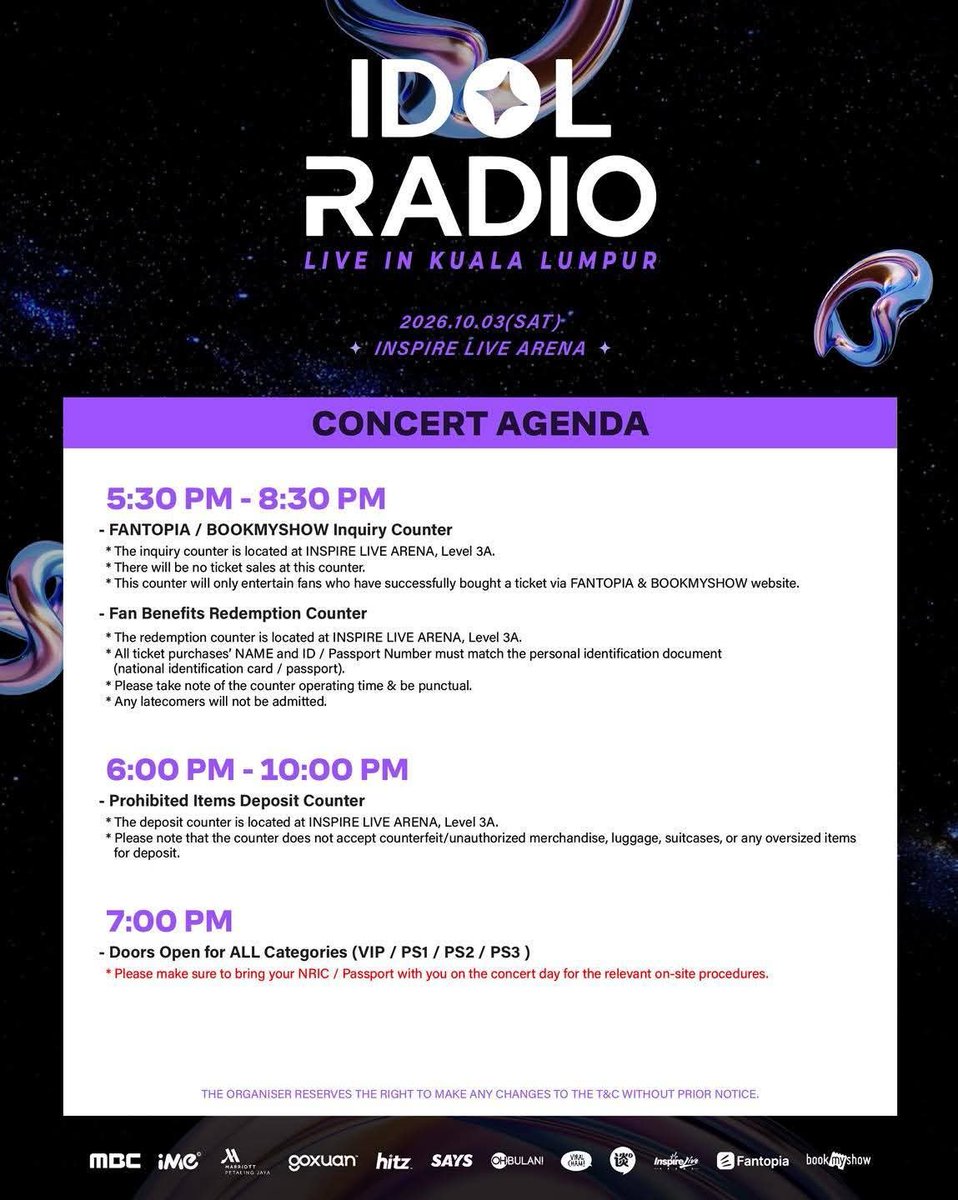 msiakpopfans's tweet photo. [INFO] Idol Radio Live in Kuala Lumpur - Concert Agenda

#IDOLRADIO #KISS_OF_LIFE #키스_오브_라이프 #82MAJOR #82메이저 #WHIB #휘브 #ISMAIL_IZZANI #IdolRadioLiveinKL https://t.co/FgsxSRGcUT