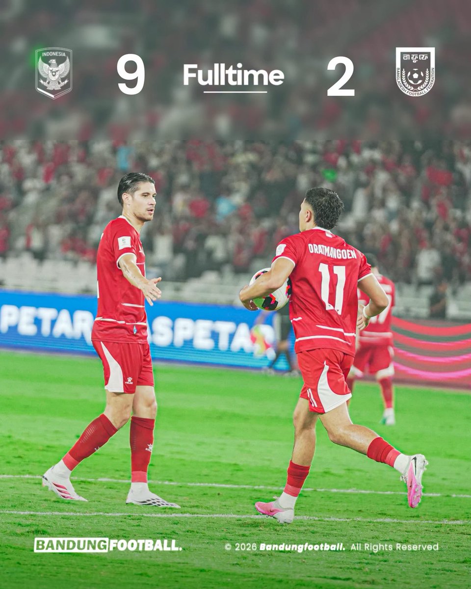 bandungfootball's tweet photo. #TIMNASDAY FULLTIME 🇮🇩🦅🔥💪

SEMBILAN - DUA. GILA. Final FIFA ASEAN Cup 2026: INDONESIA 🆚 THAILAND!

#BandungFootball #BFCOM #Persib #Bobotoh https://t.co/FQsm3ZsWRZ