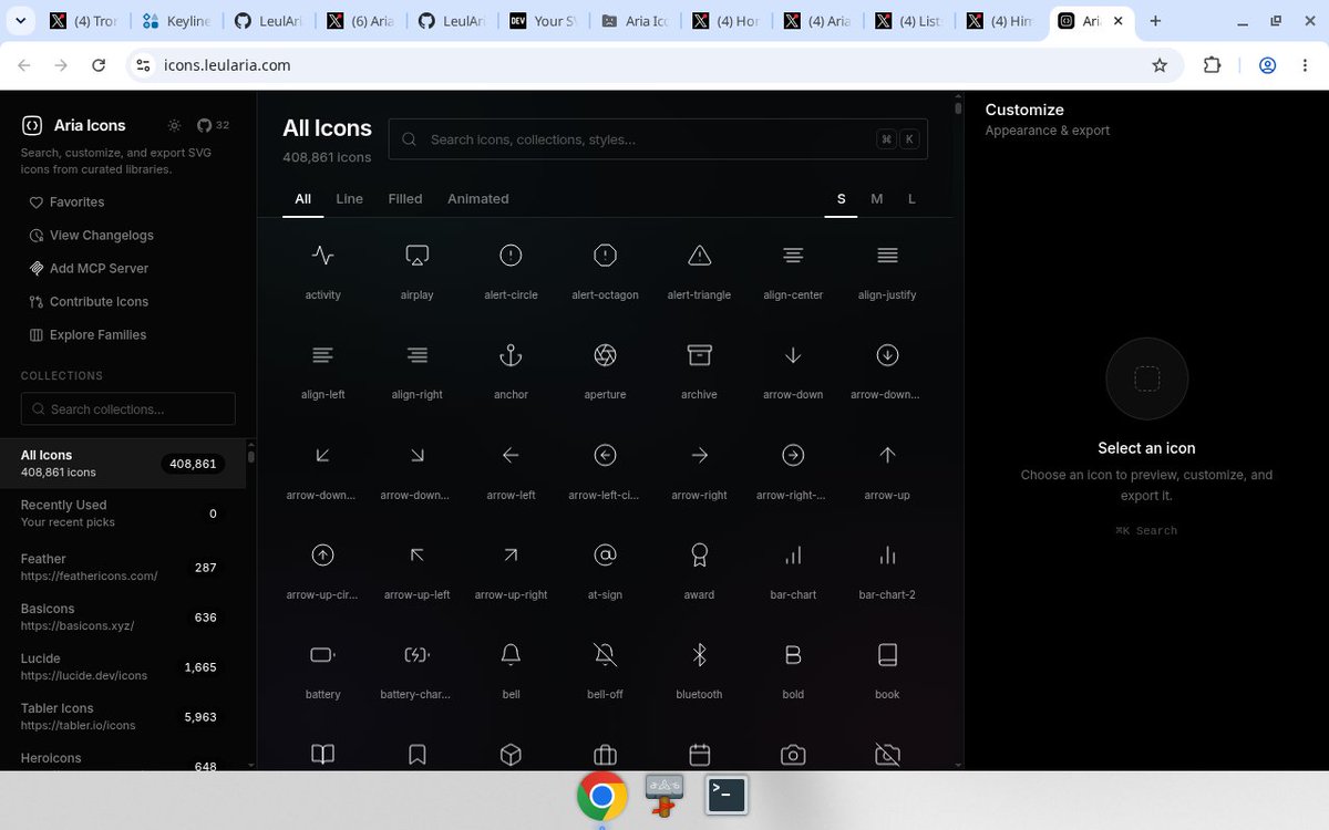 AriaIcons's tweet photo. @Varun_Bhambhani Clean motion language. The icon morph + spring timing is doing a lot of work here. If you need a deep SVG pool for the next pass, Aria Icons has 400k+ and it’s open source: https://t.co/U5yk7tDjR9 https://t.co/sCEZNXZqhT