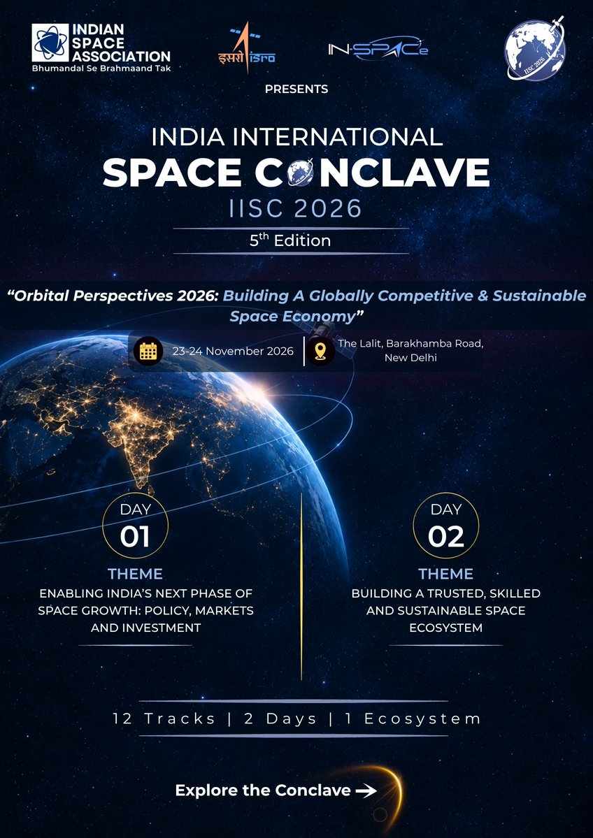 ISpA_India's tweet photo. IISC 2026   

Join the 5th India International Space Conclave for two days of strategic discussions, innovation, networking and partnerships.  

23–24 November 2026 
The Lalit, New Delhi    

Scan the QR Code to Register!  

#IISC2026 #ISpA #SpaceEconomy #NewSpace https://t.co/I5btppAWph