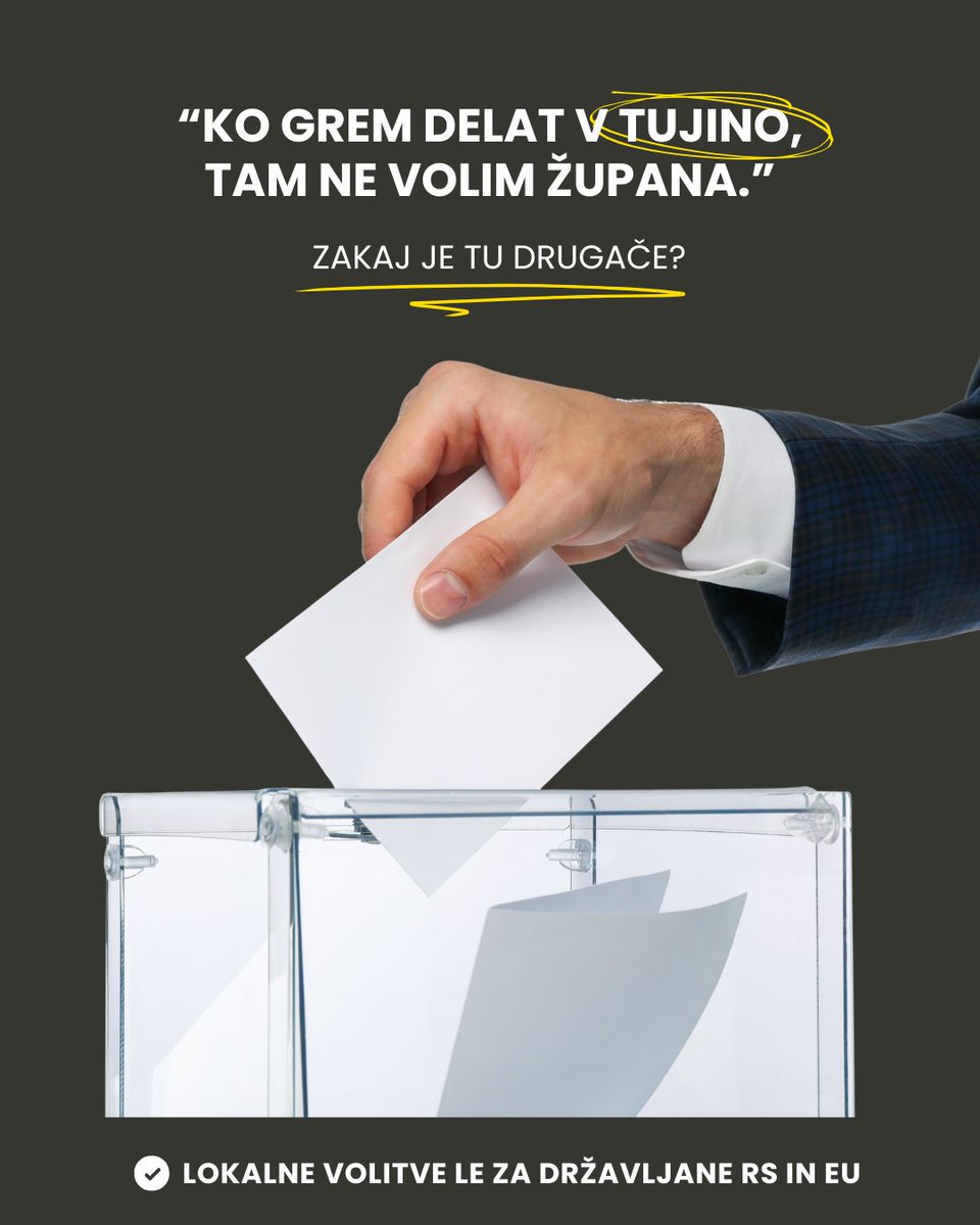 strankaSDS's tweet photo. Slovenija je ena redkih evropskih držav, kjer lahko na lokalnih volitvah volijo tudi državljani tretjih držav.

Se ti zdi prav, da o prihodnosti tvojega kraja odločajo tujci?

11. oktobra obkroži ZA večjo moč državljanov. https://t.co/kNQ7lQCTYo