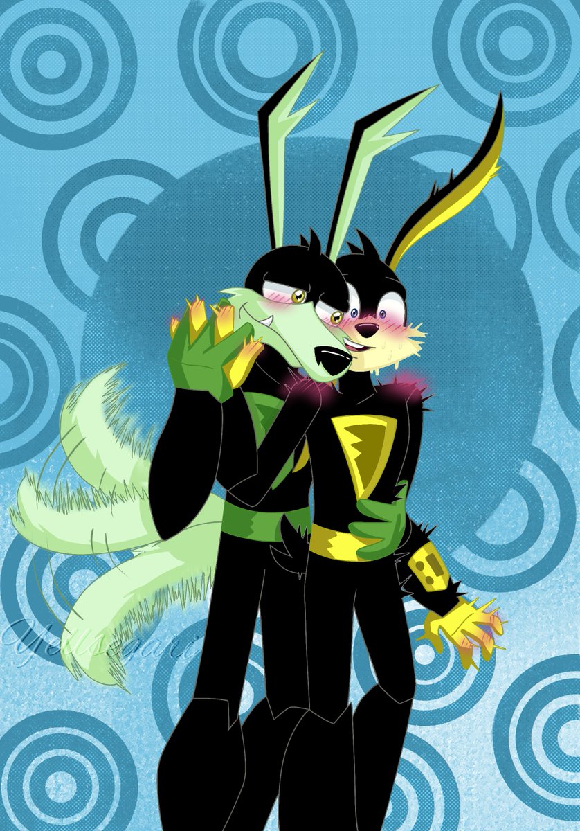 yellsegari's tweet photo. Por fin termine el dibujo que tenía pendiente, me faltan varios 🤭, pero no importa estoy contenta de haber terminado este, espero que les guste el dibujo TechAce💚💛.#TechAce #TechxAce #AceTech #AceBunny #TechECoyote #LoonaticsUnleashed #LooneyTunes https://t.co/OYEsSL08pu