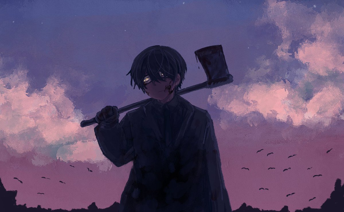 Kaita_Mei's tweet photo. #OC 
█時になりました。まだ外にいる子供は気をつけて家に帰りましょう。 https://t.co/5j0BKy1WAK