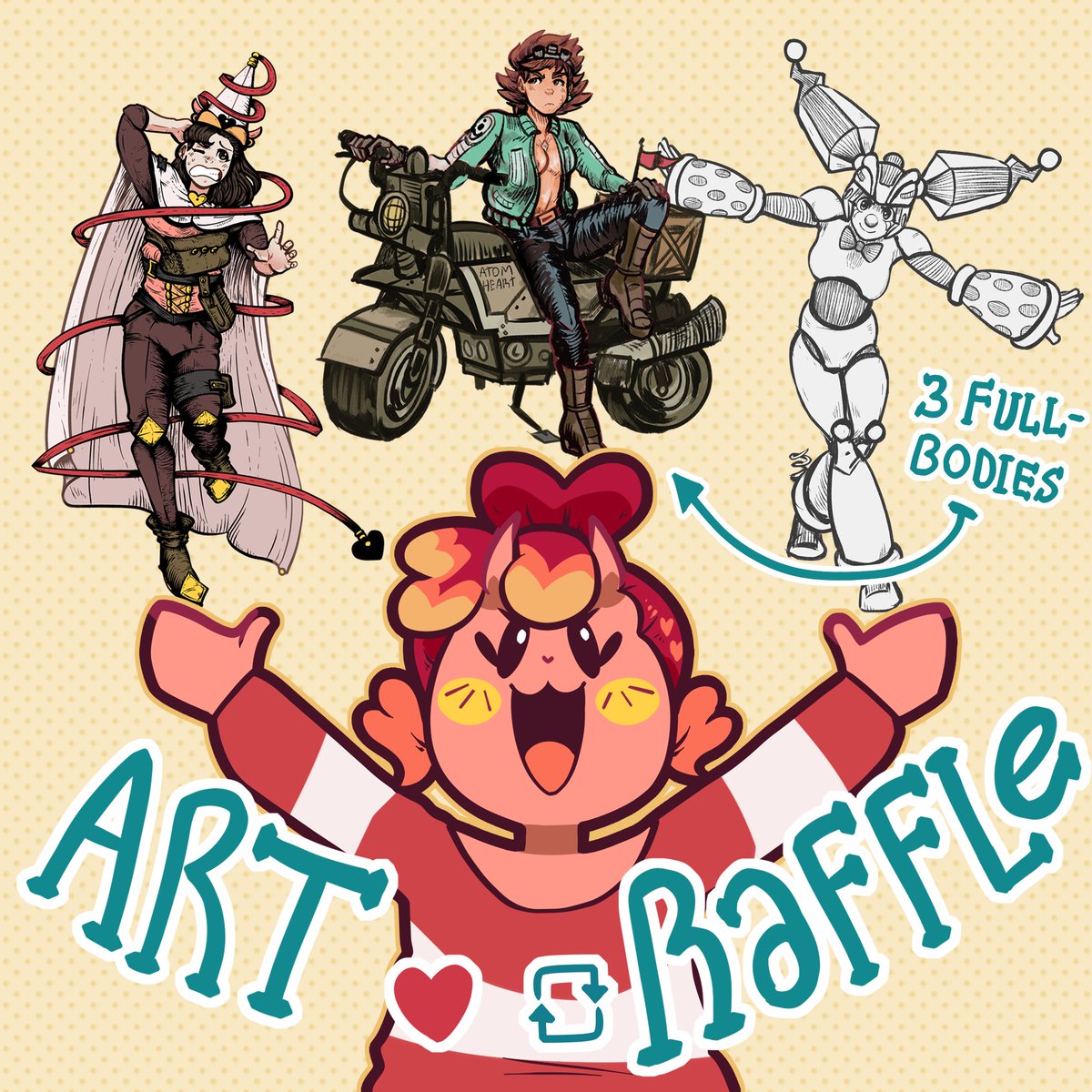 Polkarama's tweet photo. 🌟ART RAFFLE🌟
3 CHANCES TO WIN A FULL BODY PIECE!

⭐️FULLY LINNED AND COLORED
⭐️SKETCHY AND COLORED
⭐️CLEAN SKETCH

❤️and🔁TO PARTICIPATE! No follow required! 
WINNERS WILL BE ANNOUNCED ON OCTOBER 6th https://t.co/iyL7Y0Gz9c