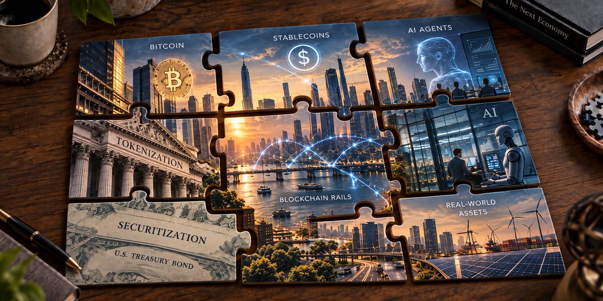 mnicoletos's tweet photo. We tend to treat these as separate stories. Bitcoin. Stablecoins. Tokenization. AI. AI agents.

Look at them together and a different picture appears.

The dollar is already onchain. More than $300 billion of stablecoins moved $11 trillion last year, and stocks, bonds and funds are starting to follow.

At the same time, AI agents are learning to do work on their own. They will need to pay for things at any hour, often in amounts too small for a card. Money that moves like software is built for exactly that.

Seventeen years of building the pieces without the picture on the box. I think they are starting to fit.

Link:https://t.co/wYCogBS0la

#AI #AIagents #Blockchain #Tokenization #Stablecoins  #RWA #USD #Banking #Payments #Bitcoin