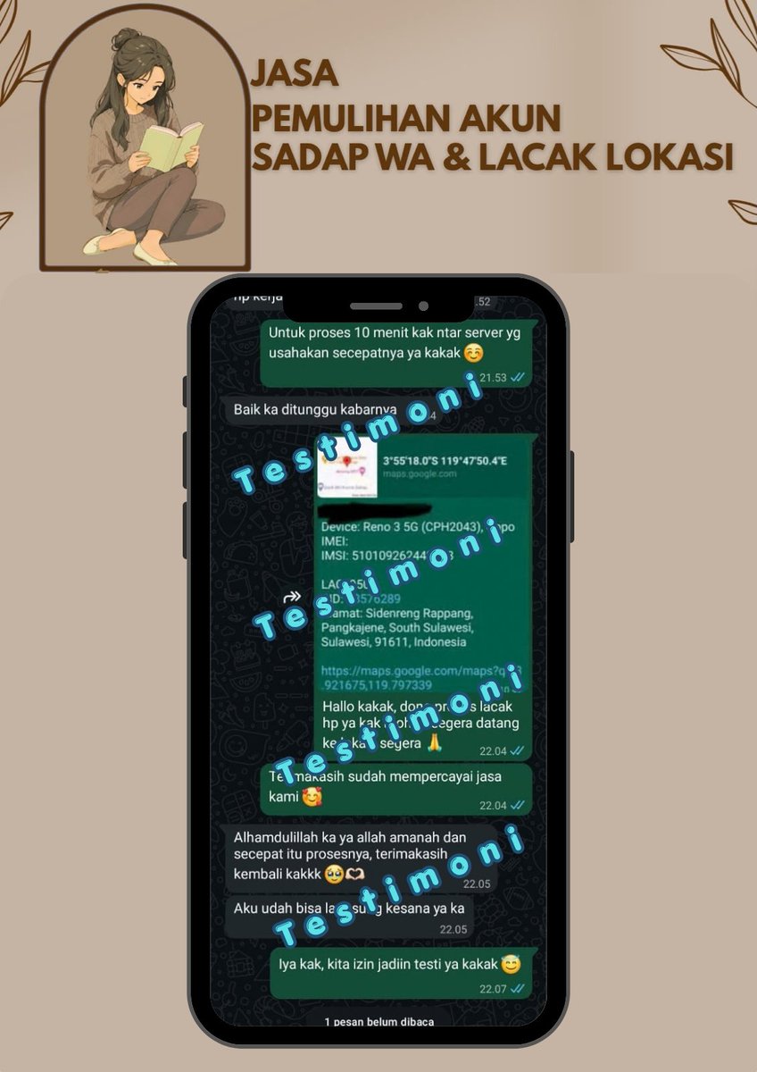 taxoyakie's tweet photo. OPEN LAGI GUYS🪽

🫧 JASA HAPUS AKUN 
🫧 JASA PULIHKAN &amp; BALIKIN AKUN LUPA PASWORD/KE HACK
🫧 JASA LACAK LOKASI
🫧 JASA SADAP WA
🫧 JASA LACAK HP HILANG BY NO HP/IMEI/AKUN
🫧JASA HACK/PEMULIHAN AKUN (EMAIL,IG,WA,TWITER/X, FB,TIKTOK)

KONSULTASI BISA HUBUNGI DI BIO 🤩 https://t.co/kdfUq636sQ