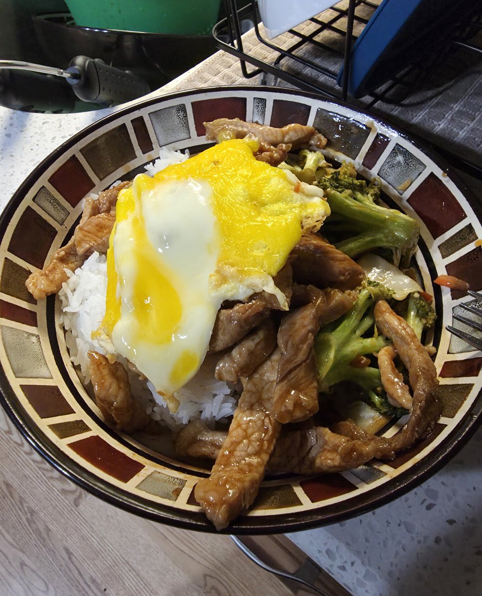 TatsukomoriVT's tweet photo. Dinner, rice, cabbage, broccoli and shredded carrot with thin cut pork chop with a gochujang glaze and an egg on top :) #food #dinner https://t.co/uLSGr4eyzY