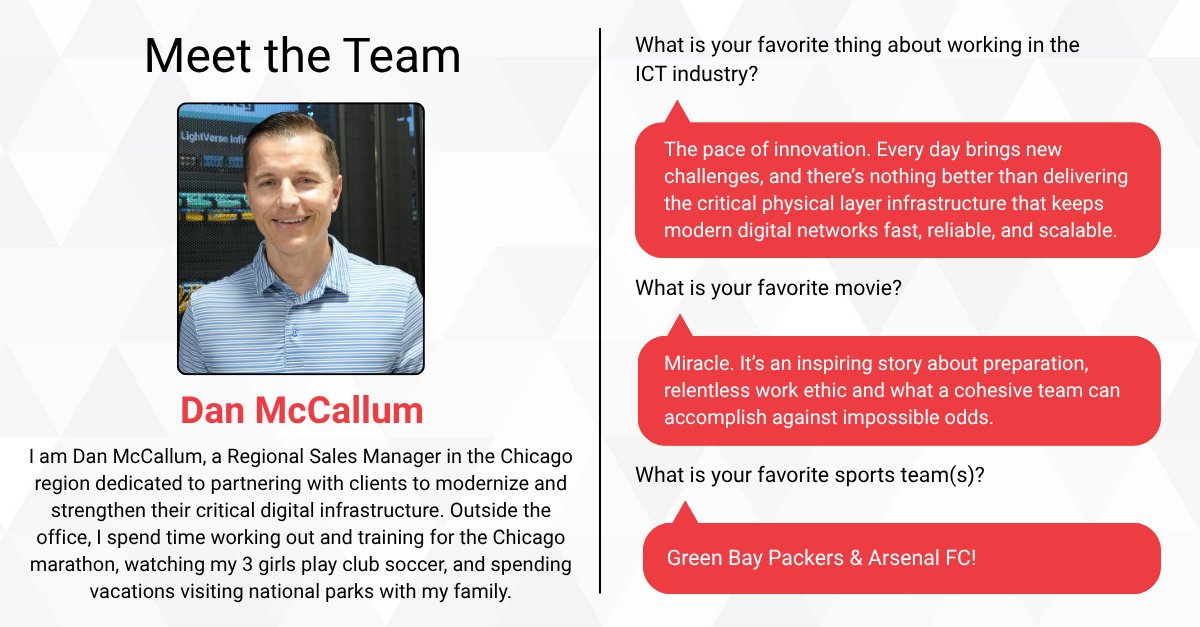 Siemon's tweet photo. Dan McCallum, Siemon’s Regional Sales Manager based in Chicago, Illinois.

Dan brings years of technical sales experience, including a strong background in cable management, and works closely with customers to understand their project needs and help identify the right network infrastructure solutions.

If you’re working on a data center or smart building project in the Chicago area, feel free to connect with Dan.

#Siemon #DataCenter #SmartBuildings