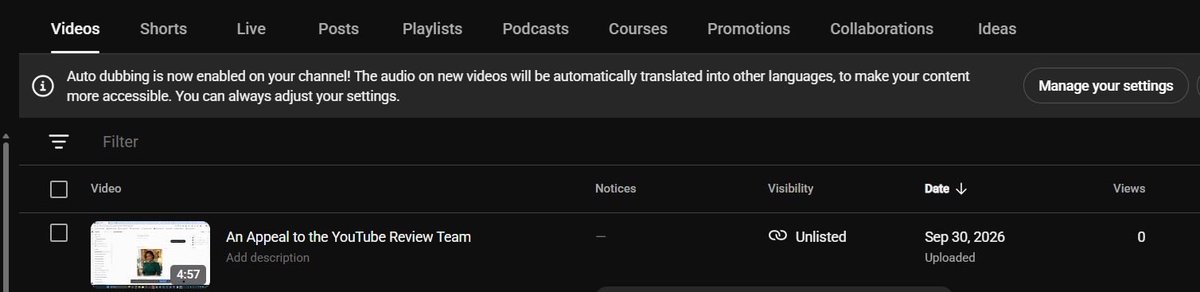 Noble5dgj's tweet photo. @TeamYouTube I’m respectfully requesting a manual review of my channel, Mr Noble Films. 

My YPP application was rejected for “unsatisfactory/off-putting content.” I submitted an appeal video explaining my creative process, original storytelling, consistent characters, editing, and custom thumbnails, but the appeal video appears to have received no views before the original decision was upheld.

I genuinely believe my channel deserves a fair human review. My content is intentionally created, edited, and presented with care, and I would appreciate clarification on what specifically is causing the rejection so I can address it.

Please help me get a proper review. Thank you. 

Support was not helpful at all and they ended the chat on me .
