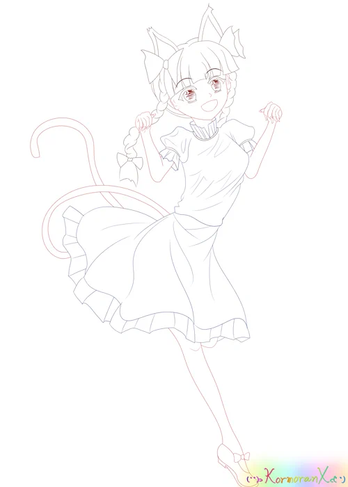 Hagoromo 猫とキャラクターの線画 コルモラン on X: 