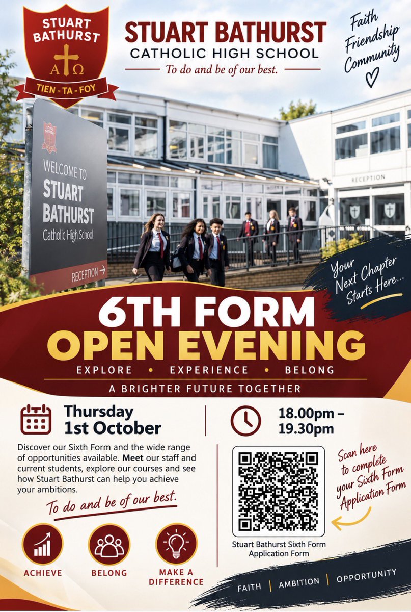 stuartbathurst's tweet photo. 6th form Open evening: 18:00pm-19:30pm. https://t.co/GIVp0OBPa0
