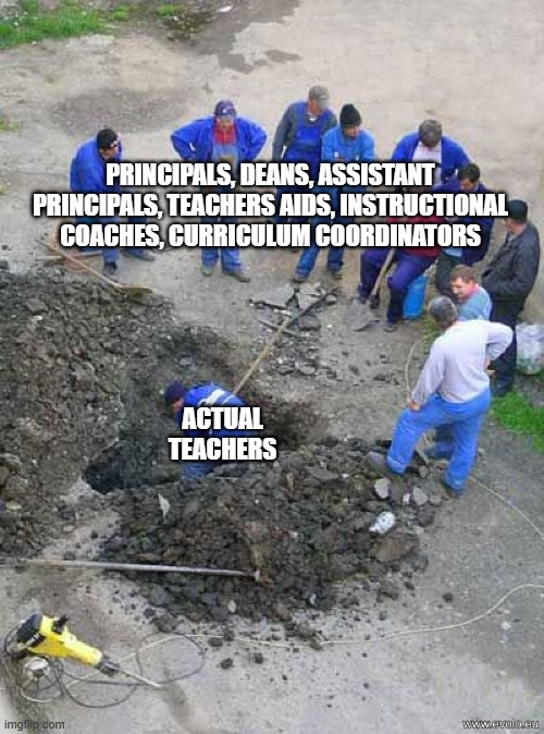 MrDanielBuck's tweet photo. Get this

In 1949, classroom teachers made up 70 percent of school staff

In 2022, classroom teachers accounted for only 47.5 percent of total school staff

There are more administrators and aids than actual teachers https://t.co/9ppbPzPX7g