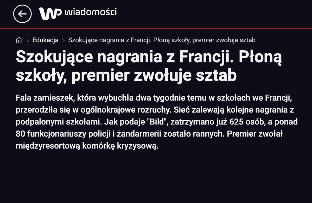 Jakub_moscicki's tweet photo. We Francji płoną szkoły. Podpalają je głównie ludzie z pochodzeniem imigranckim.
Oficjalne dane (INSEE, INED – badania Trajectoires et Origines / TeO) pokazują, że imigranci z Afryki Północnej (Algieria, Maroko, Tunezja) i Afryki Subsaharyjskiej oraz ich dzieci mają wyraźnie gorsze wyniki integracji ekonomicznej, mieszkaniowej i kryminalnej, niż populacja bez migracyjnego pochodzenia albo imigranci z Europy Południowej czy części Azji. Luki nie znikają w drugim pokoleniu. Według danych INSEE osoby z pochodzeniem północno afrykańskim mają wyraźnie niższy wskaźnik zatrudnienia niż Francuzi z urodzenia. W grupie 15–64 lata jest to około 57 % wobec 68 %; po wyłączeniu uczniów i emerytów różnica pozostaje duża (ok. 60 % vs 81 %). Dla pozostałej Afryki wskaźniki są podobnie niskie (ok. 59 %). Więc wszystkie naiwne opowieści o integracji imigrantów można włożyć między bajki.