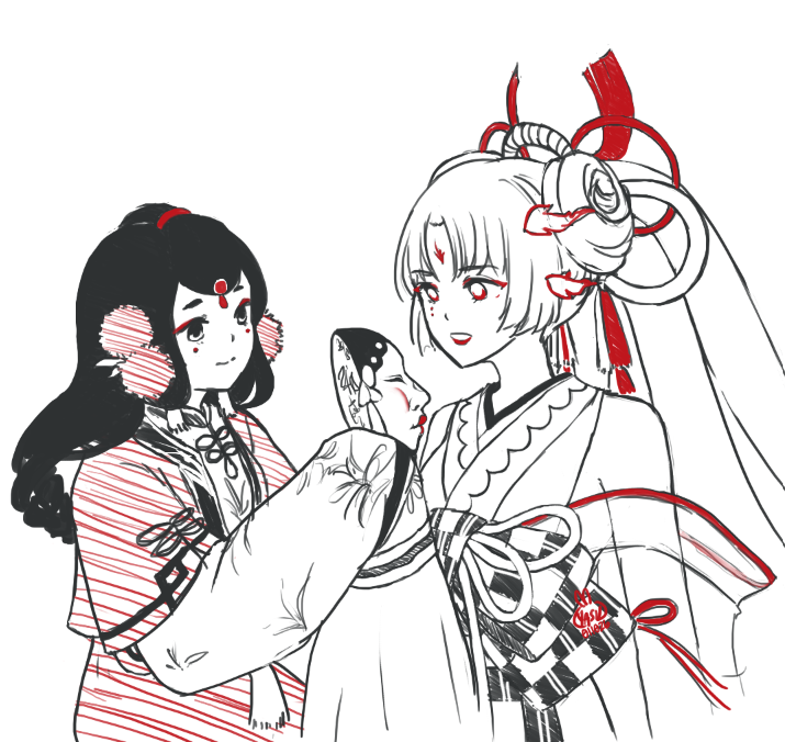 tokkiyasu's tweet photo. It's that yearly time again. Testing out Krita, new program (for me), same pain.
Day 1: Mask
A mask for the lovely dancer~

#Onmyoji #Onmyojitober2026 #Shiranui #Menreiki #Fanart https://t.co/HKek3Qd4GS