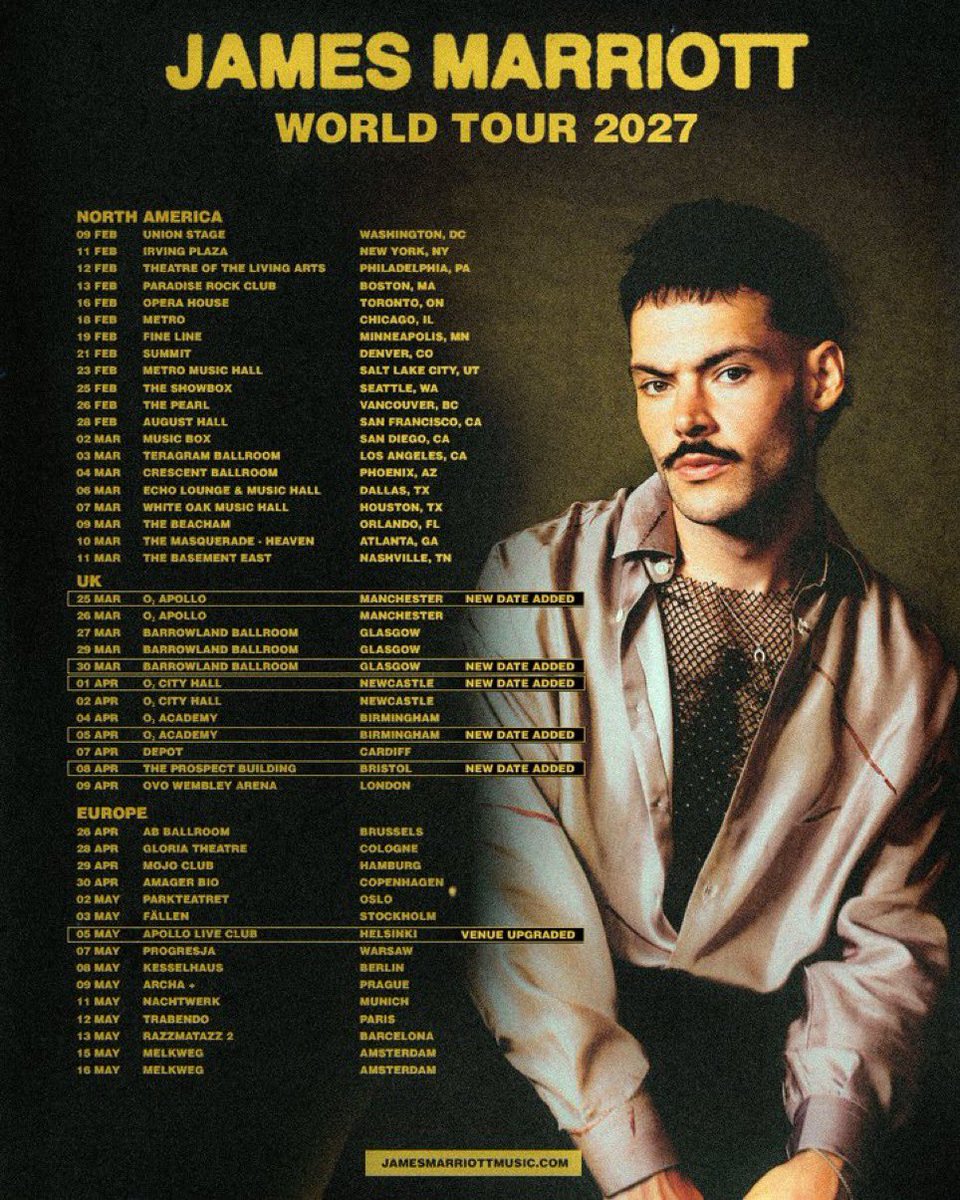 marriottlive's tweet photo. ⚠️REMINDER: 

The ticket demand is high for @JamesMarriottYT's 'Warning Signs' Tour!

Be ready for tomorrow morning at 9AM BSY (10AM BST / 9AM US local) when the general tickets officially go live! 🎟️ #jamesmarriott https://t.co/zExQ12fKRW