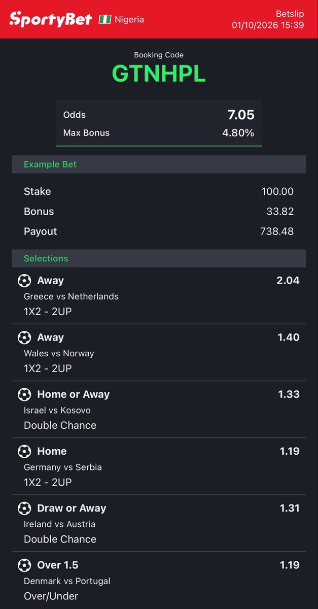UnrealTips01's tweet photo. GTNHPL

7 odds

#chelsea #ronaldo #portugal #sportybet #euros https://t.co/YxbJOLBZvK