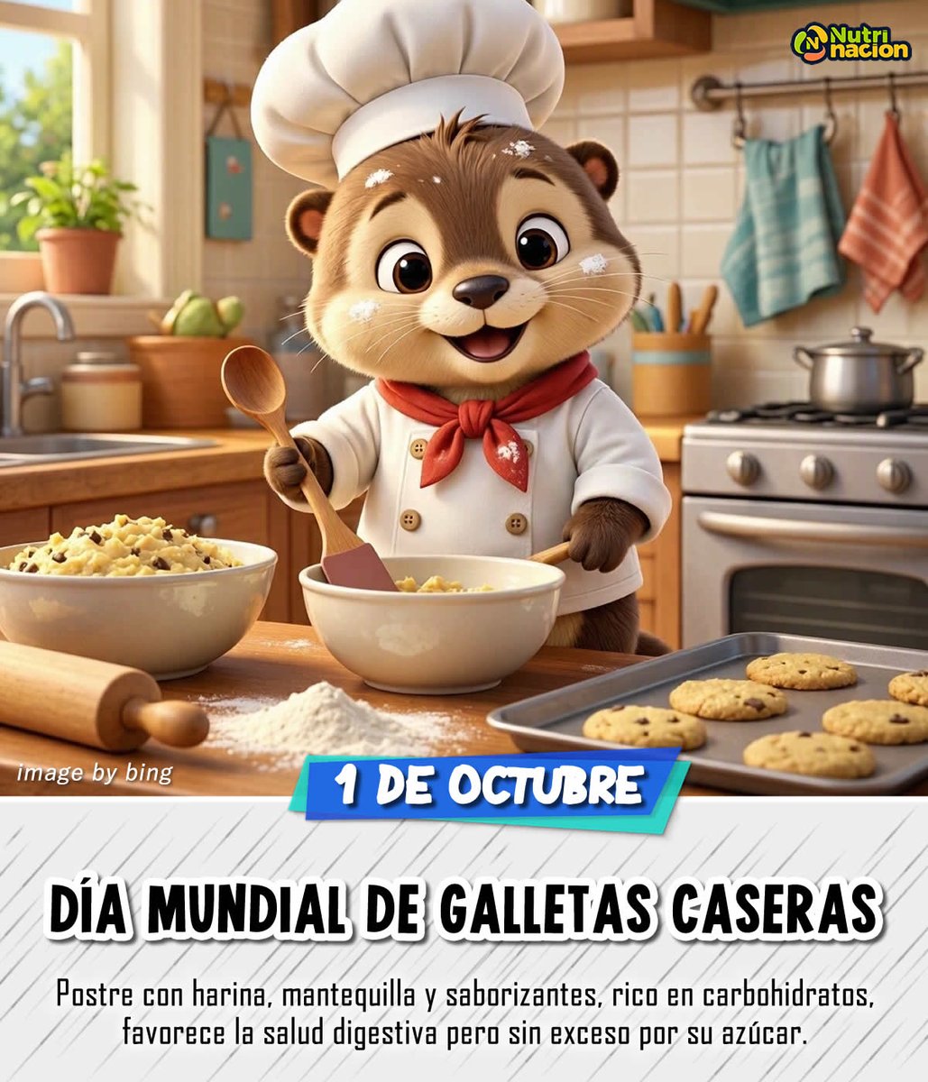 nutrinacion_'s tweet photo. Celebramos el dia mundial de #homemadecookies cada 1 de octubre, #postre con harina, mantequilla y saborizantes, rico en carbohidratos, favorece la salud digestiva pero sin exceso por su azúcar.
Educación saludable #nutrinacion #reposteria #cookies #galletas #homemadecookiesday https://t.co/Gx9Dq3wiod