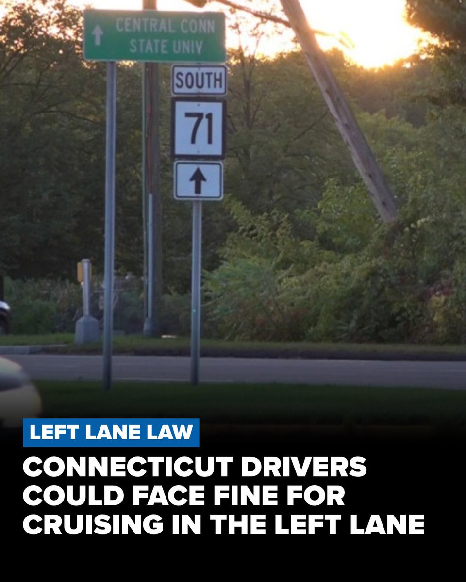 FOX61News's tweet photo. Connecticut drivers, stay right unless you're passing. Starting Oct. 1, drivers who remain in the left lane without passing could face a fine of up to $88.

https://t.co/lBd6dLezd5 https://t.co/J0OamkrIDS