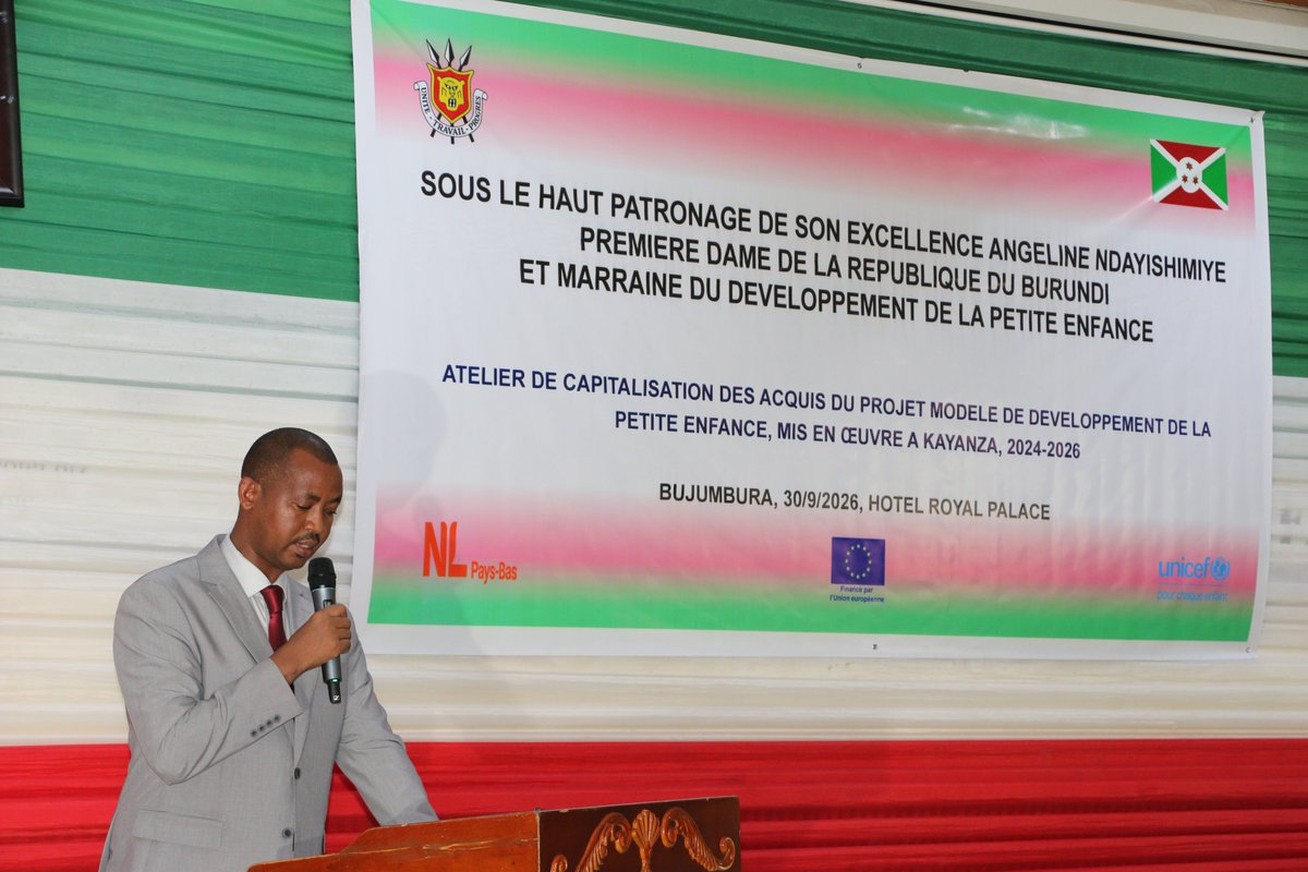 UNICEF_Burundi's tweet photo. Le 🇧🇮 franchit une étape clé pour la petite enfance! Réunis lors de l’atelier national sur le #DPE, les acteurs ont recommandé la mise à l’échelle nationale du modèle intégré testé à #Kayanza &amp; la mobilisation des ressources nécessaires pour le Plan opérationnel #DPE 2024-2027. https://t.co/kVzNbXf3XO