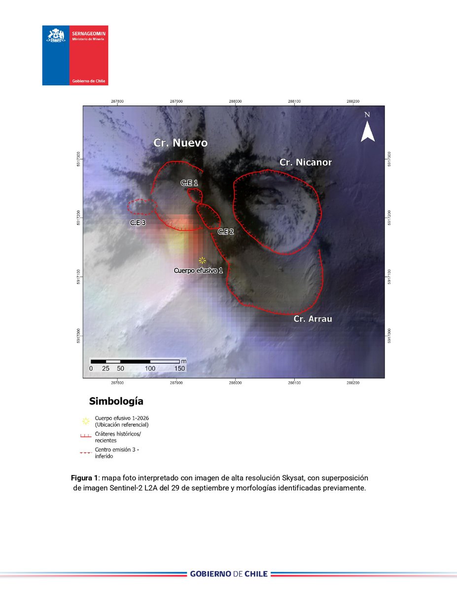 sernageomincl's tweet photo. Monitoreo Volcánico🌋
Se adjunta Reporte Especial de Actividad Volcánica (REAV), sobre el monitoreo del volcán Nevados de Chillán, relacionado con el emplazamiento de cuerpo efusivo. 
Mantiene alerta técnica Amarilla. https://t.co/uRSdZgzsuF