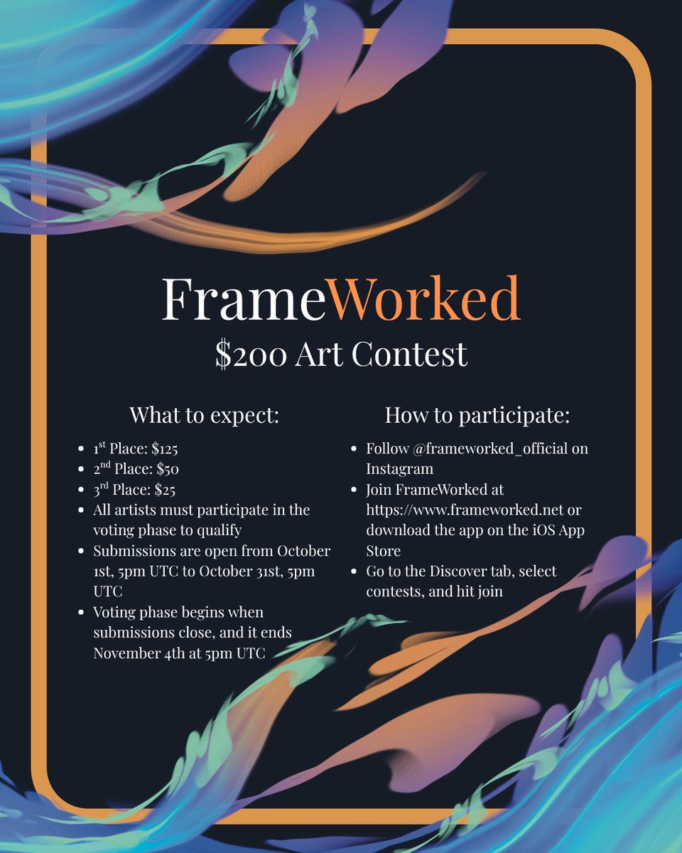 FrameWorked_'s tweet photo. 🚨🚨🚨 $200 Art Contest 🚨🚨🚨

Prompt: Spooky season. Make a spooky art piece that captures the essence of the Halloween season! No horror or gore.

Rules and more are on the contest page on FrameWorked! Enjoy! https://t.co/3t3MvK6rVt