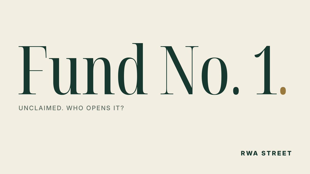 RWASTREET's tweet photo. Fund No. 1.

Unclaimed.
Who opens it? https://t.co/4d9zleggjw
