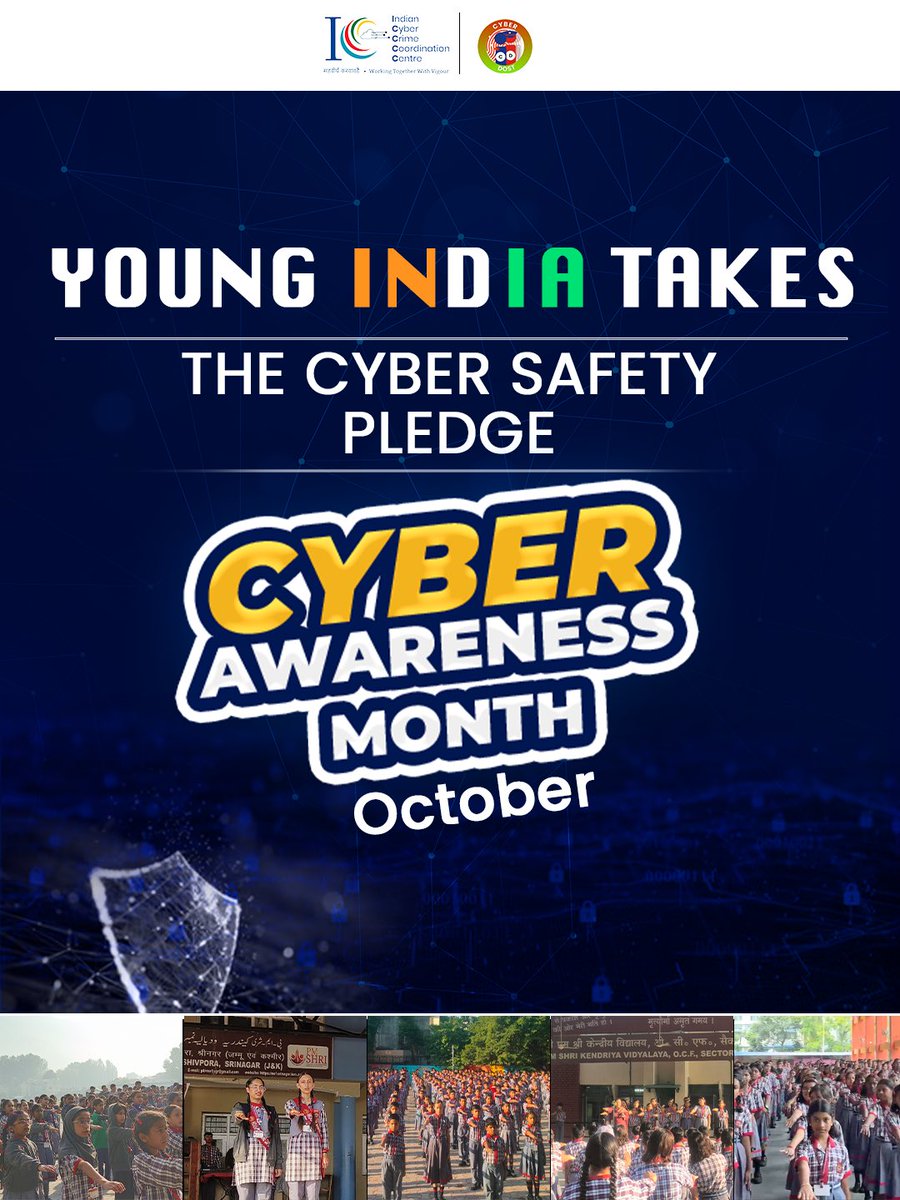 Cyberdost's tweet photo. Cyber safety starts young and this October, students across India are taking the pledge. https://t.co/OB0Em1InVO