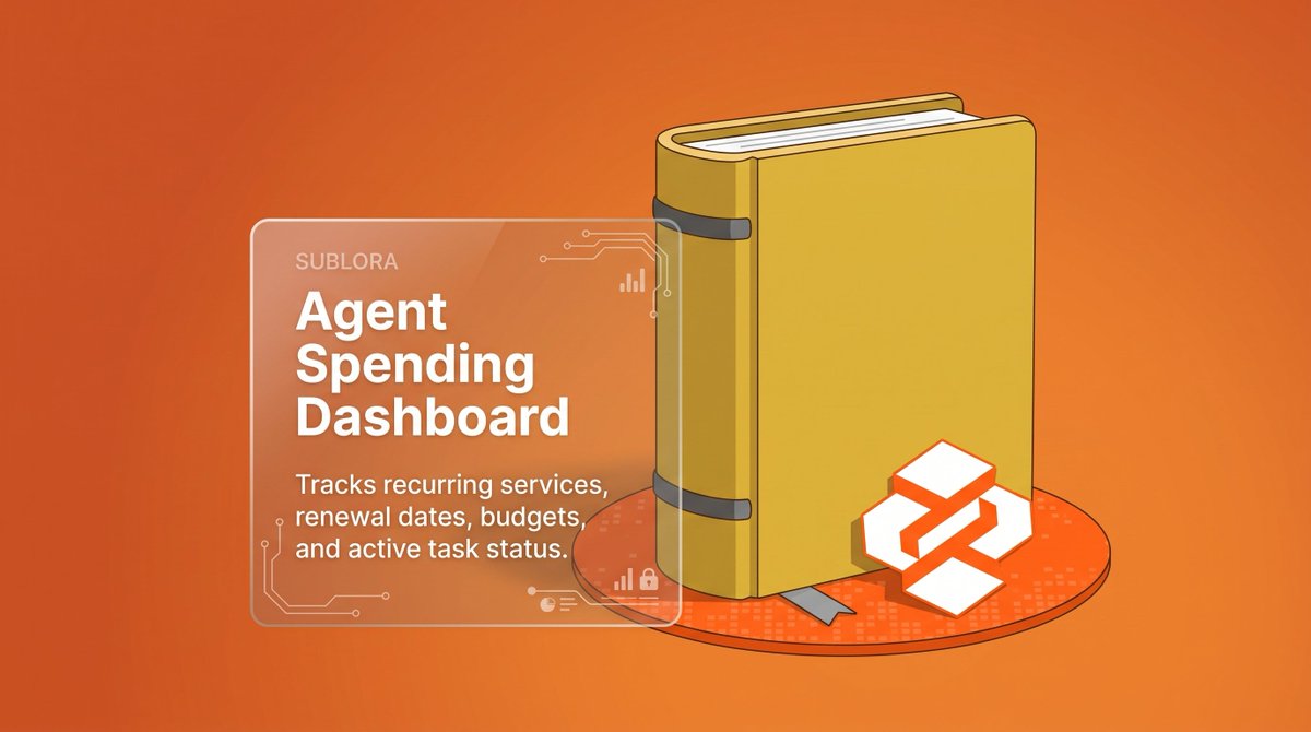 SubloraSpend's tweet photo. Autonomous spending needs visibility.

Sublora brings recurring services, renewal dates, budgets, and active task status into one view, giving AI agents a clearer picture of what they are paying for and why. https://t.co/RdpAzk0lQP