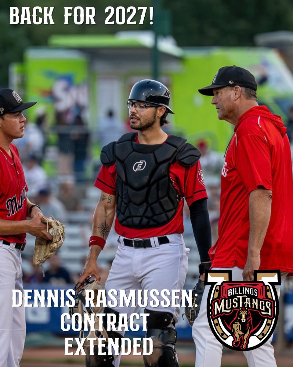 Mustangs's tweet photo. Get ready for more!🤠

With Craig Maddox back at the helm, Dennis Rasmussen back as Pitching coach, and Joel Hartman returning as Hitting coach, ALL coaches are set to return to Billings for the 2027 Summer! Read more about it at https://t.co/ftS3cmDMsk https://t.co/Q5XBbAeoa5