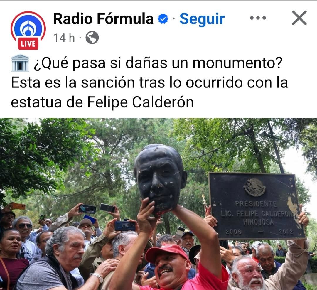 ZuritaCarpio's tweet photo. Radio Fórmula preocupada por la estatua de Calderón https://t.co/zO8M4tjfyf