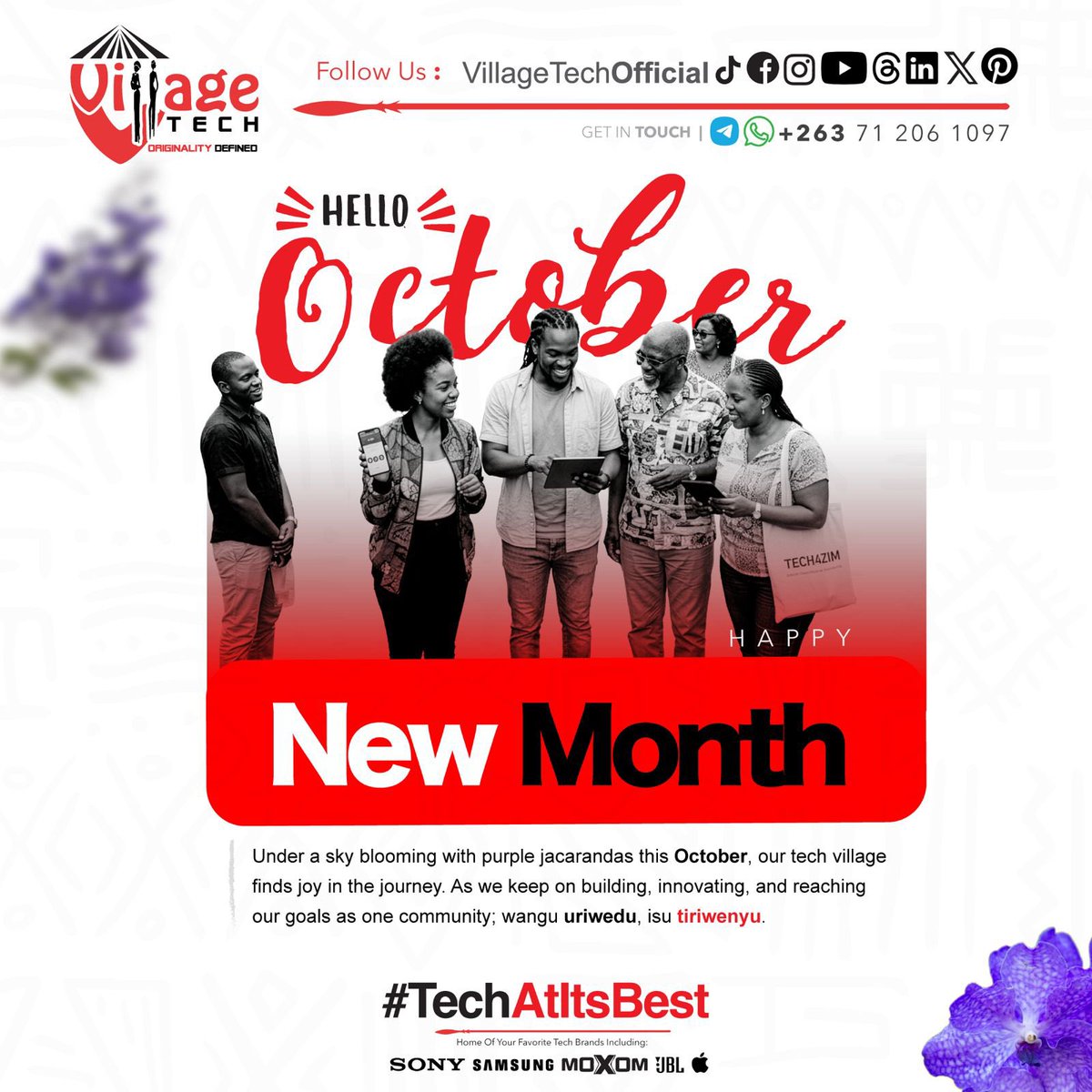 VillageTechOff's tweet photo. ๐ HAPPY NEW MONTH โ OCTOBER! ๐
May October be filled with success, happiness, good health, and beautiful moments for you and your loved ones.
๐ Hereโs to a great October!
Village Tech โ #TechAtItsBest https://t.co/EdP62oUTdt