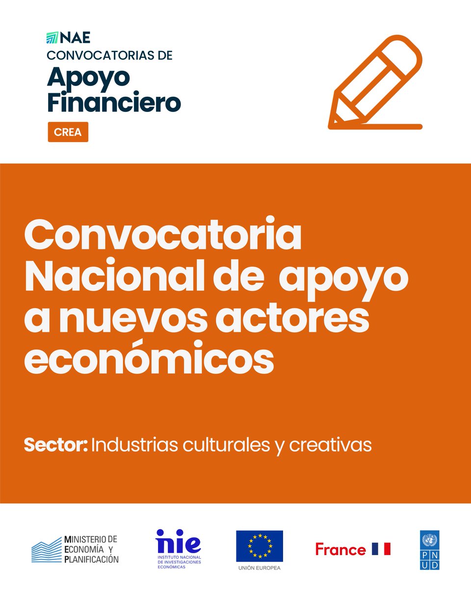 PNUDCuba's tweet photo. 📣 Nueva convocatoria NAE para impulsar las industrias culturales y creativas en Cuba.

Dirigida a MiPymes, cooperativas no agropecuarias y proyectos de desarrollo local.

El proyecto NAE es financiado por @UEenCuba 🇪🇺.

+: https://t.co/L1JOCFMy2Z https://t.co/44Ok6zVbry