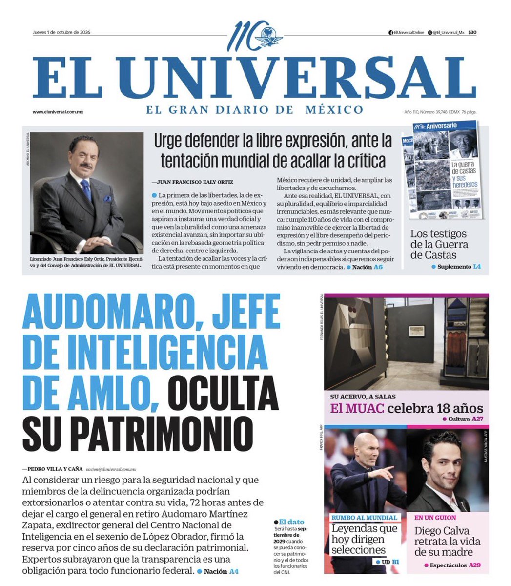 AdrianaDavilaF's tweet photo. ¿Qué tiene de secreto una declaración patrimonial?

Audomaro Martínez, exjefe del CNI, también la reserva hasta 2029.

@El_Universal_Mx https://t.co/RwDfn3DuRA