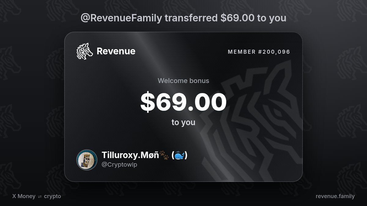Cryptowip's tweet photo. I did receive $69.00 from @RevenueFamily https://t.co/ocywitO3SV