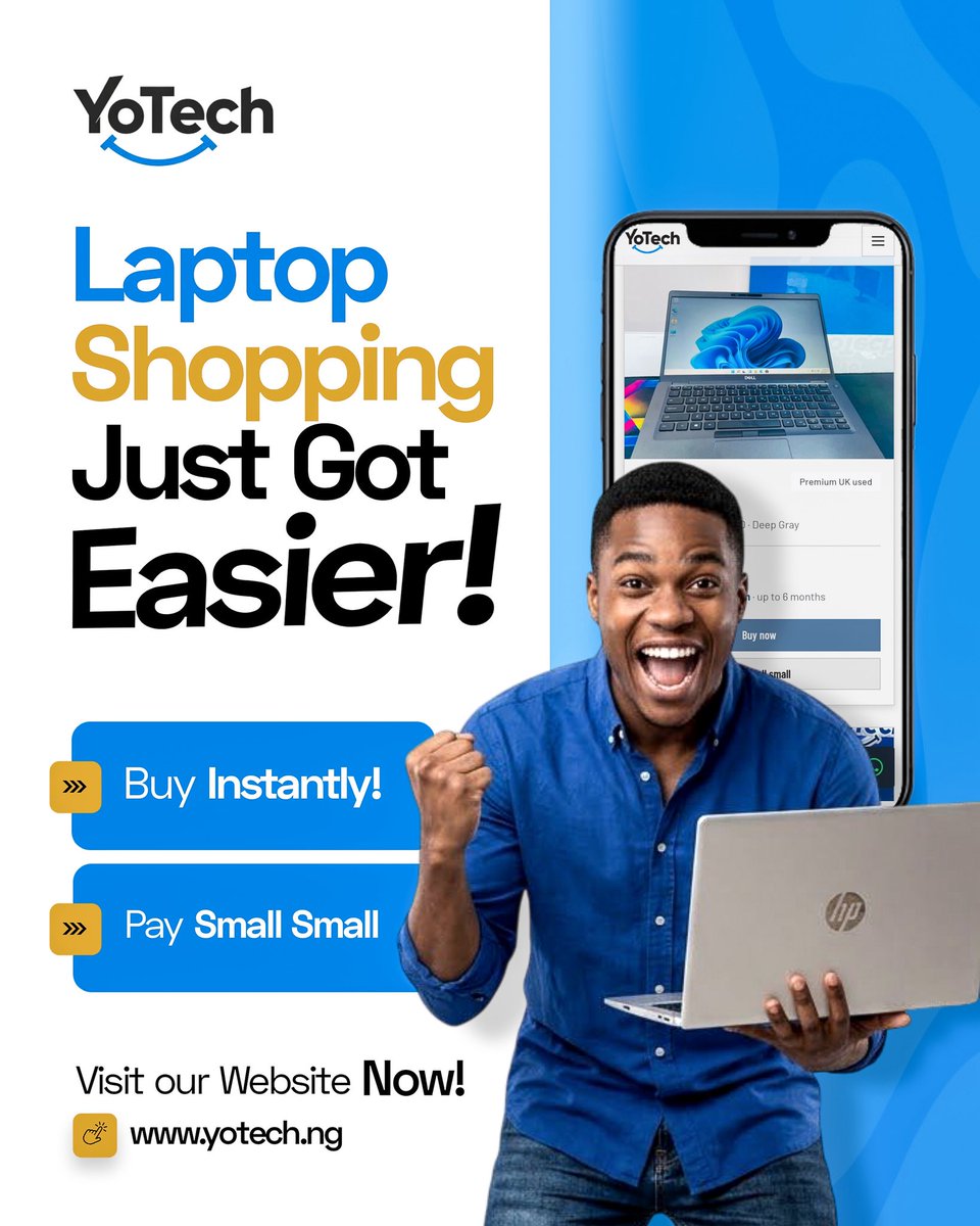yomoney999's tweet photo. Happy to Launch our website today! 🥳

Visit https://t.co/FjnOW3yc6Z to order your  brand new or premium uk used Laptops.

Cash Giveaway Challenge:

1. Follow @yotechng

2. Quote this post with the caption “Shop your Laptops at https://t.co/FjnOW3yc6Z”

Checking Quote Section 👀 https://t.co/PtKqpmm4wy