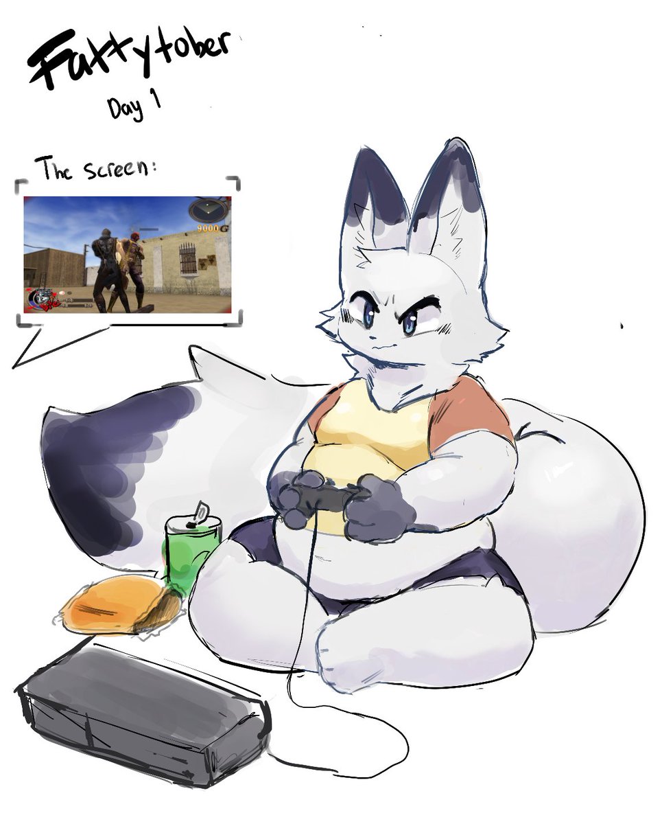 IruKuno's tweet photo. #Fattytober 2026 
Day 1: Gaming https://t.co/EfqDM6SAuO