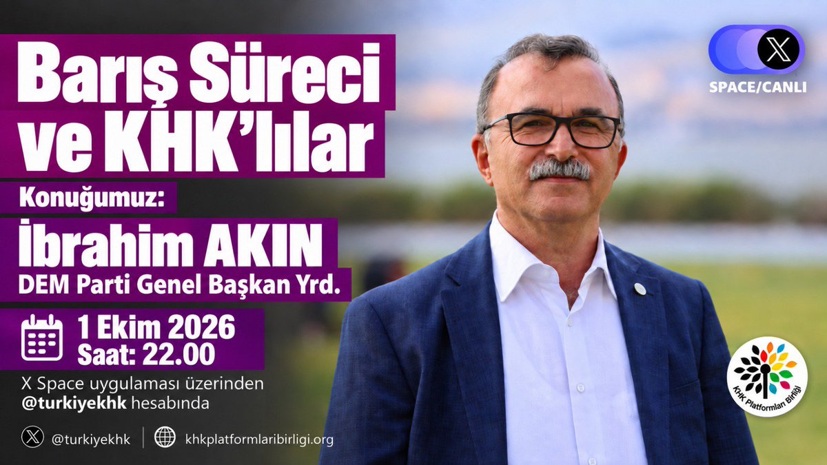 turkiyekhk's tweet photo. Bu akşam konuğumuz DEM Parti Genel Başkan Yardımcısı Sayın İbrahim Akın.

Meclisin açılmasıyla birlikte barış sürecini ve #KHK’lıları ilgilendiren yönünü konuşacağız.

Sohbetimize bekleriz. 🌿

@ibrahimyesilsol https://t.co/CQsw6sBNnf