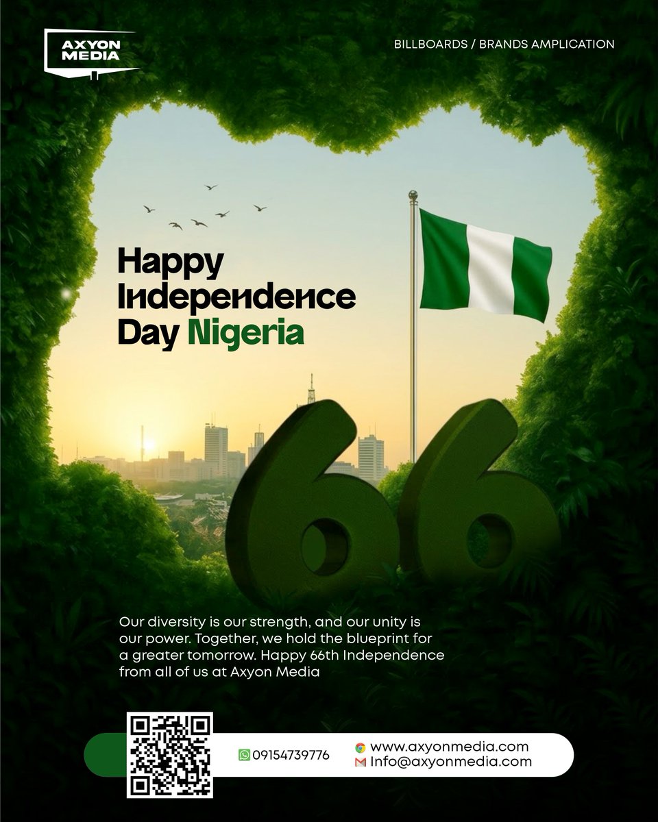 AxyonMedia's tweet photo. Happy Independence Day Nigeria. https://t.co/v46GJsvs0a