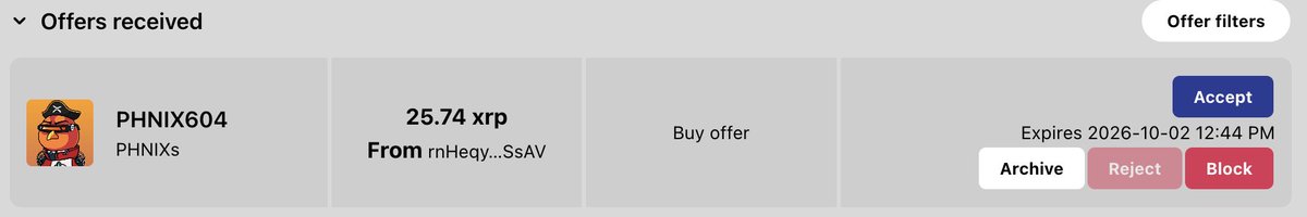 XvX_XRP's tweet photo. Someone tries to buy my PHNIX NFT for 25 XRP every single day… and every single day I reject it.

#PHNIX #XRPLNFT https://t.co/naT9r2my9J