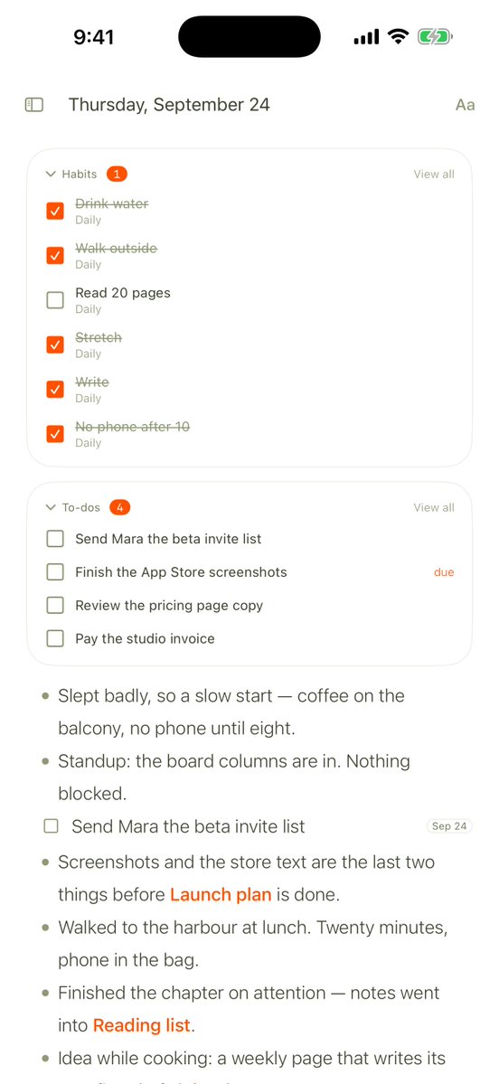 vasfrolik's tweet photo. A checkbox in any Remlo note becomes a real task. It can move into Today, a due-date list or a custom board, but it always keeps a link back to the note it came from. https://t.co/Zu7tePFWoJ
