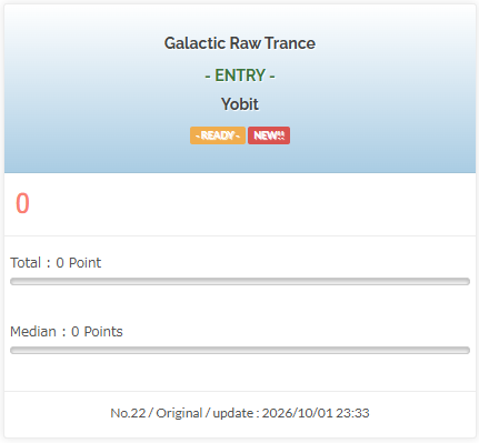 yobitonium's tweet photo. 登録完了～
No.22ということでそこそこ早く登録できた

ところで
”Galactic Raw Trance”
とはなんぞや

ということで音源の公開は一斉公開のときにする予定なのでお楽しみに
#BOF22 #event_bof https://t.co/K3aOVW3xJd