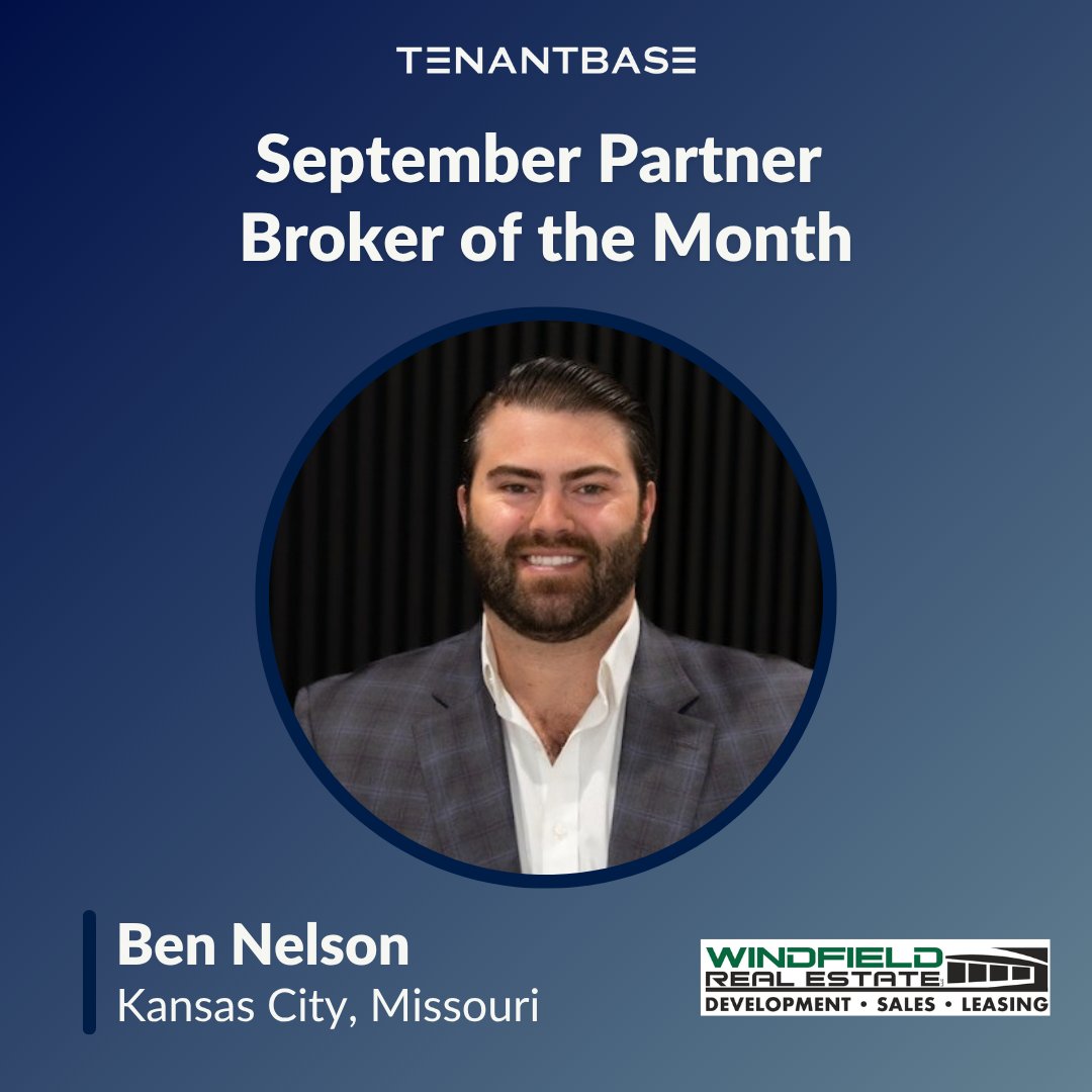 TenantBase's tweet photo. Congratulations to Ben Nelson of Windfield Real Estate, TenantBase’s September Partner Broker of the Month! 🏆
Ben stood out this month for his persistence on a major deal that took real commitment to get across the finish line.
#TenantBase #BrokerOfTheMonth #TenantRep #CRE https://t.co/Y7asCfJRxr