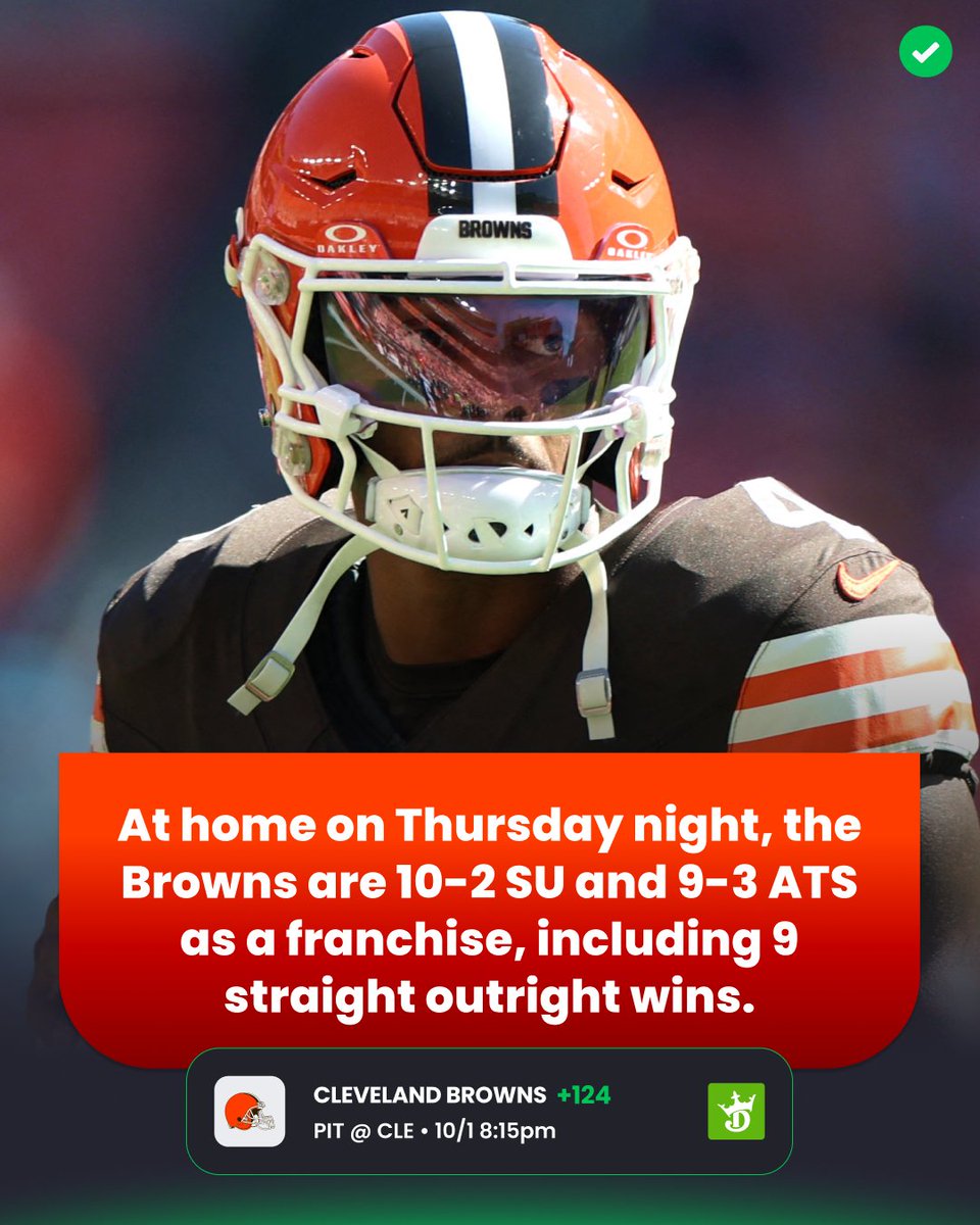 ActionNetworkHQ's tweet photo. Historically the Browns have been elite at home on Thursday Night Football 👀 https://t.co/UrrAxlMwfu