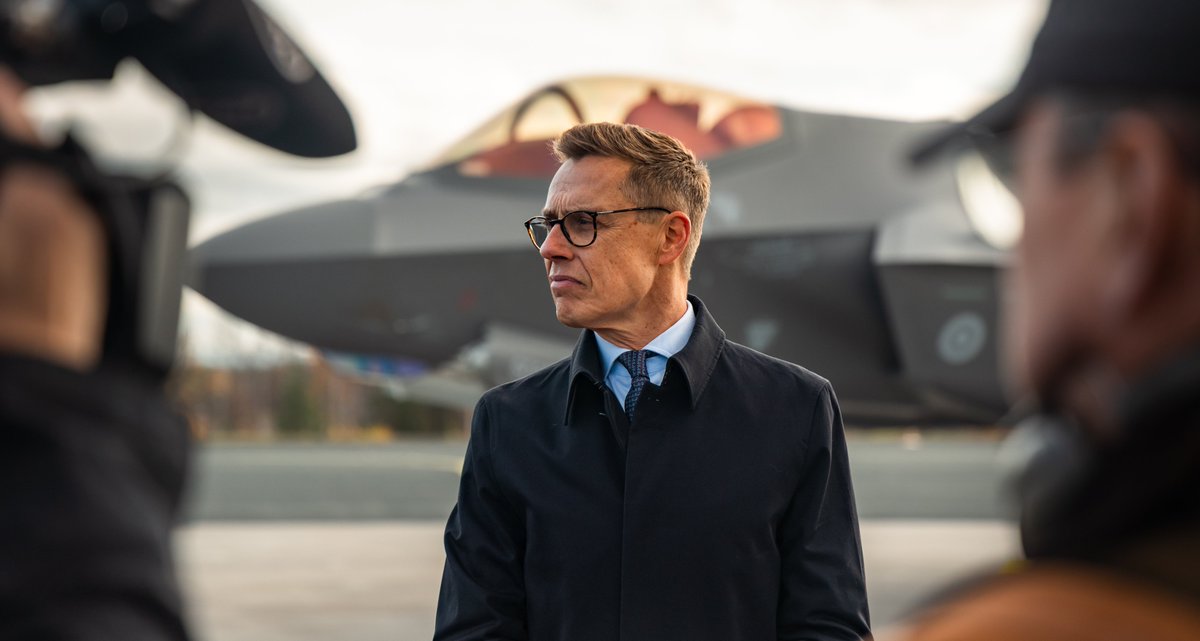 FinnishAirForce's tweet photo. The Finnish Air Force presented its first F-35A Lightning II fighter jets to arrive in Finland to invited guests and media at the Lapland Air Wing in Rovaniemi on 1 October 2026. 

The ceremony included the first F-35 flight by a Finnish pilot in Finland. 

#ilmavoimat #F35 https://t.co/avsSkIOaYT