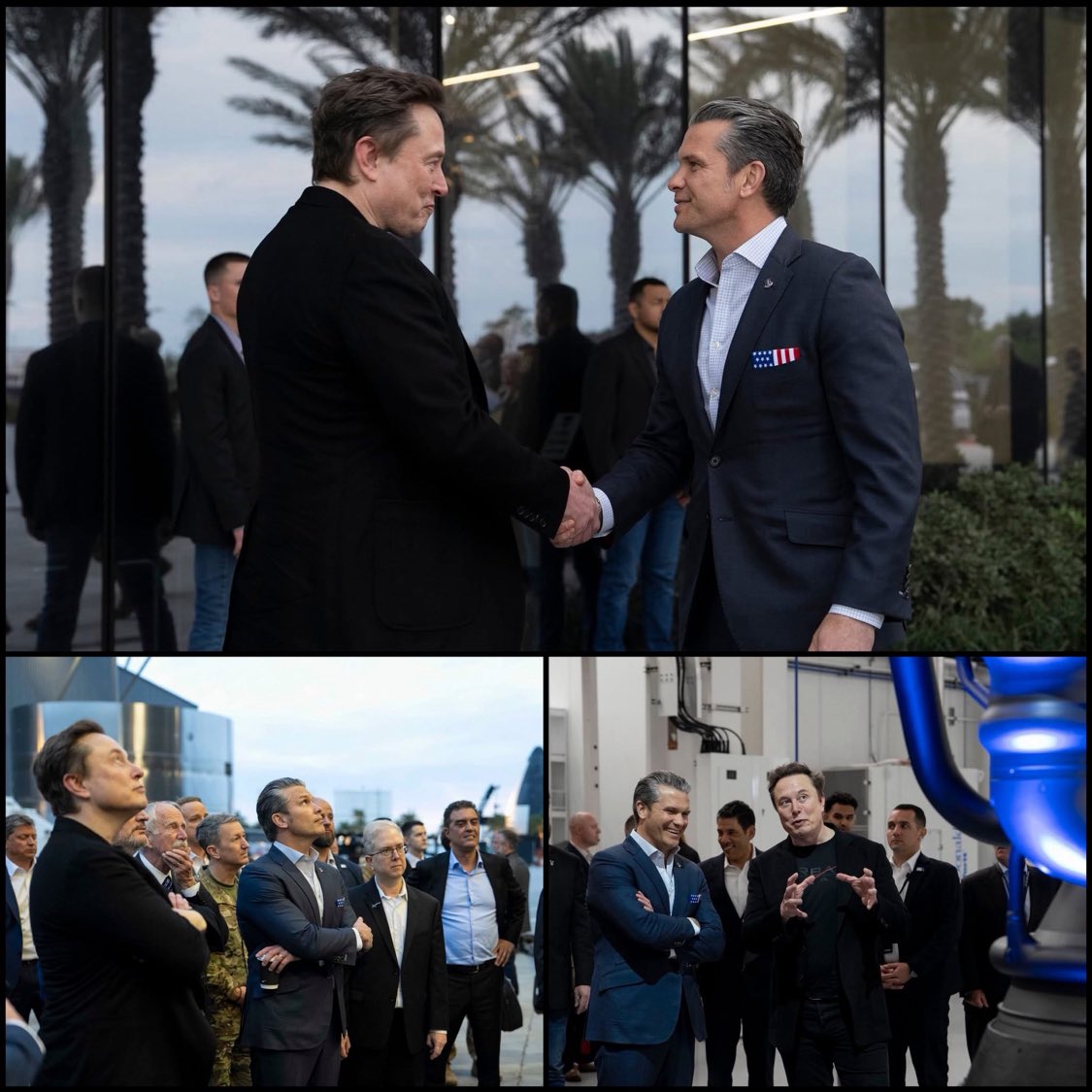 Kieran_M_Barry's tweet photo. When Secretary of War Pete Hegseth visited Elon Musk at SpaceX’s Starbase earlier this year. 🇺🇸 https://t.co/gXwpk4b1vI