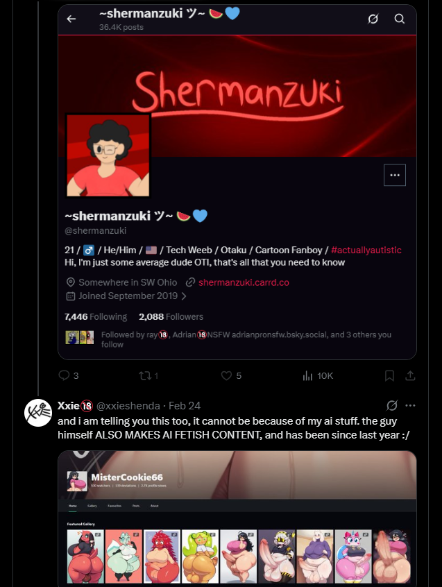 Eraruo's tweet photo. no im pretty sure you trace ai art that you generate then claim its yours, you literally admit right here that you make "ai stuff"
https://t.co/vSmXJzP14V https://t.co/G76RcqOBVq