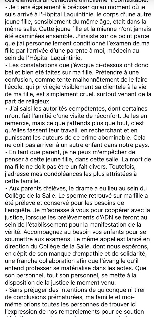 Asitchoma's tweet photo. #JusticepourOzanne
L’appel à la justice de Henri Moukoko, le père de l’élève du college de la Salle, décédée le 18septembre2026 dans les circonstances encore non elucidées.
L’école, parents & autorités invités à faire éclater la verité afin que plus pareille chose ne se produise https://t.co/B3aewBtbFC