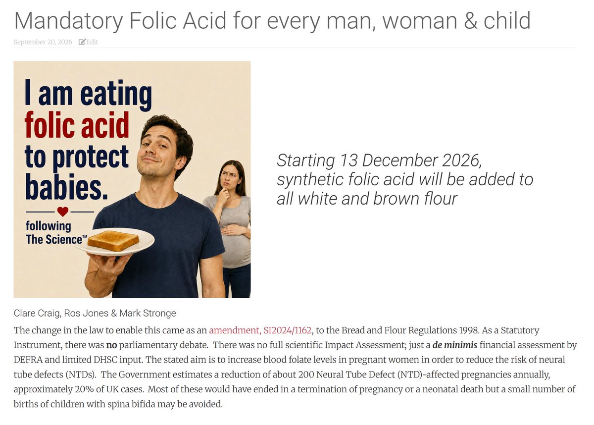 ClareCraigPath's tweet photo. Try reading this summary of the issues with folic acid.

Then sign the petition. https://t.co/DP8mCpZhJ6