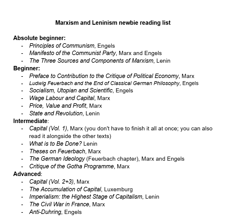 bordiga_style's tweet photo. quick Marxism and Leninism (newbie) reading list https://t.co/JUTD70VEKQ